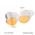 Pendientes geométricos bicolor oro y plata de acero inoxidable con medidas de tamaño - Estilo Redondo Superpuesto Irregular (HC-E10709)