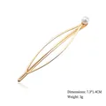 Elegant gold alloy hair clip with white pearl detail and hollow streamlined design - Style 7 Pearl Marquis