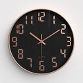 Moderne 12-Zoll Wanduhr mit roségoldenem Rahmen und schwarzem Zifferblatt für Zuhause - Schwarzes Zifferblatt Roségold