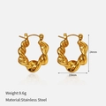 Elegant 18K gold plated stainless steel twisted hoop earrings with 24mm height - Gold Twisted Hoop Studs