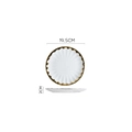 White ceramic plate with gold wavy rim, 19.5cm diameter for fruit or desserts - 8-inch Gold Rim Chrysanthemum Plate