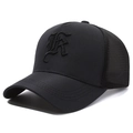 Casquette de baseball noire avec broderie 3D et panneau arrière en maille respirante - R Logo Noir Broderie Noire