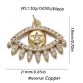Golden Evil Eye pendant made of copper with white zircon inlay and star pattern - CX141-3 (Evil Eye Gold Zircon Pendant)