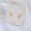 Elegant gold tulip flower drop earrings with white pearls on 925 silver needles - Opal Tulip Stud Earrings