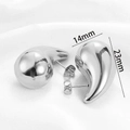 Minimalist silver-plated hollow teardrop earrings in 14mm by 23mm polished finish - Medium Silver (23mm*14mm)