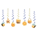 Decorazioni a spirale a tema ape con ritagli di api e favi per feste estive - 7pcs Riccioli Appesi