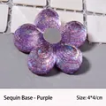 Macro view of purple glitter flower base for nail art practice with 4x4cm dimensions - Sequin Base / Purple