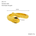 Gold snake shaped stainless steel ring with zircon eyes and 18K PVD plating - One Size / Gold