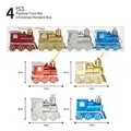 Set di 4 ornamenti natalizi a forma di treno glitterati in rosso, oro, argento e blu - Mix Treno Multicolore (4 Pezzi/Scatola)