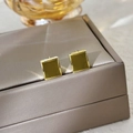 Minimalist square geometry stud earrings with olive green enamel and gold finish - 49# Geometric Square Studs