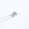 Polished silver letter S bubble pendant necklace with minimalist fine link chain - Letter S