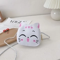 Bolso bandolera de gatito blanco para niños con correa plateada y acabado de cuero sintético - Blanco