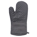 Gray heat resistant silicone oven mitt with non-slip black grid texture and hanging loop - Dark Gray Long Oven Mitt (Single)
