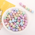 Colorful striped round acrylic beads for DIY jewelry making in various vibrant colors - White With Colored Volleyball (50pcs)