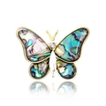 Elegant butterfly brooch with natural abalone shell wings and sparkling crystal details - YNCP5809 Abalone Shell