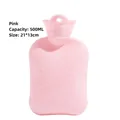Bouillotte rose 500ML en PVC avec texture gaufrée pour thermothérapie 21x13cm - Couleur de la doublure intérieure aléatoire