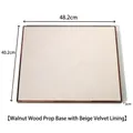 Large walnut wood jewelry display tray with beige velvet lining measuring 48.2x40.2x3cm - Walnut Prop Base Tray No. 2 - Beige Velvet
