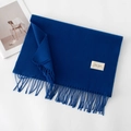 Sciarpa invernale blu brillante effetto cashmere con frange e etichetta tessuta - Senza Etichetta / Blu Reale