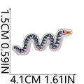 Detailed S-shaped snake embroidery patch in purple and green stripes for clothing - No.4 Striped Snake