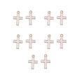 Dettaglio di dieci ciondoli a croce in smalto rosa con bordo dorato per gioielli DIY - 3#-Croce Bianca
