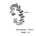 Vista detallada del anillo de acero ajustable de 6mm con dimensiones y peso de 2g - Abierto Ajustable / Color Acero