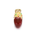 Macro detail of red strawberry pendant with colorful dots and golden metal hook for DIY - 11-Colorful Dessert