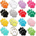 Set of 16 colorful chenille paw patches with silver embroidery for DIY clothing - Set of 32 Silver Edge