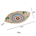 Oval ceramic evil eye jewelry tray with gold edge, 15cm x 9cm geometric trinket dish - Style J
