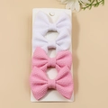 Set of four handmade waffle texture bow hair clips in white and pink on a card - White/Pink (Set of 4)