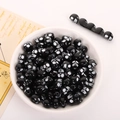 DIY black skull shaped acrylic beads for jewelry making with pre-drilled holes - 10x12mm Black With White Skull (50pcs)
