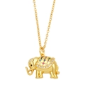 Gouden olifant hanger ketting met kleurrijke zirkonia en micro-pave details voor dames - Olifant
