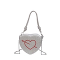 Funkelnde herzförmige Abendtasche mit Silber-Strass und rotem Pfeilmuster - Silber