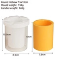 Detail view of round hollow candle mold with dimensions 8.9x10.5cm and finished candle - Round Hollow 7.5*10.2CM