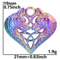 Rainbow wolf heart pendant detail showing dimensions 19mm x 21mm and Celtic knotwork - Rainbow Color - Pendant Only