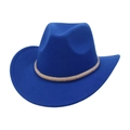 Classic royal blue western cowboy wool felt hat with vintage woven decorative band - One Size / Sapphire Blue
