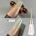 Glitter cat eye gel nail polish in shade 06 shown on nails and in a 10ml bottle - Summer Ice Cat Eye 06