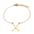 Minimalist gold stainless steel bracelet featuring a bold letter X pendant with lobster clasp - Letter X(KB116098-K)