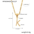 Polished gold plated cursive letter K necklace with sparkling zircon pavé detail - Letter K Style (RP009-K)