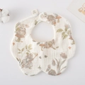 Cotton baby bib with forest bunny print and secure snap fastener for infants - Gauze Flower Wrap - Manor Bunny