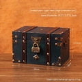 Coffret de rangement vintage en bois vert émeraude avec serrure et rivets, 22x15x13,5cm - Grand-Serrure à Code / Émeraude