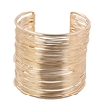 Gold multi-layer wire cuff bracelet with minimalist open design and shiny metallic finish - Multi Layer Wire Wrapped Cuff Bracelet
