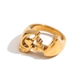 Anello unico in acciaio inossidabile placcato oro 18K con design astratto del viso d'oro - US 6 / Stile parola Girl / Oro