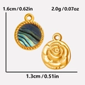 304 stainless steel necklace with round abalone shell inlay and rose flower pendant charms - Gold Color Abalone Shell Pendant Only (S1994-G-B)