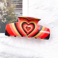 Acrylic hair claw clip with colorful layered heart pattern on a white fabric background - Red Black Gradient Heart (D3-4-20)