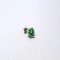 Orecchino a perno artiglio di drago zircone verde 3mm con base piatta in titanio - Asta a Filettatura Interna in Acciaio al Titanio (6mm) / Verde (3mm)