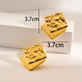 Golden double square earrings with hammer texture finish and 3.7cm size dimension - Liquid Metal Square / Gold