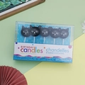 Set of 5 black cat head birthday candles with cute facial expressions on white sticks - Black Cat