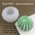 Macro view of 3D succulent silicone mold with finished mint green cactus candle model - Model 6994 / Translucent