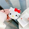 White Hello Kitty silicone case for AirPods with red bow and matching charm accessory - Red Kt + Hanging Ring / AirPods 1/2 Gen