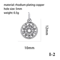 Hollow star pendant in rhodium-plated copper with 5mm hole and 0.5g weight for DIY jewelry - Round Star Disc/I-2